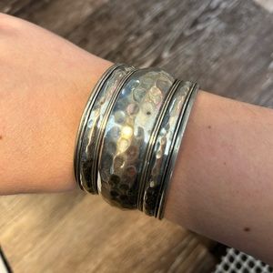 Hammered cuff bangle bracelet